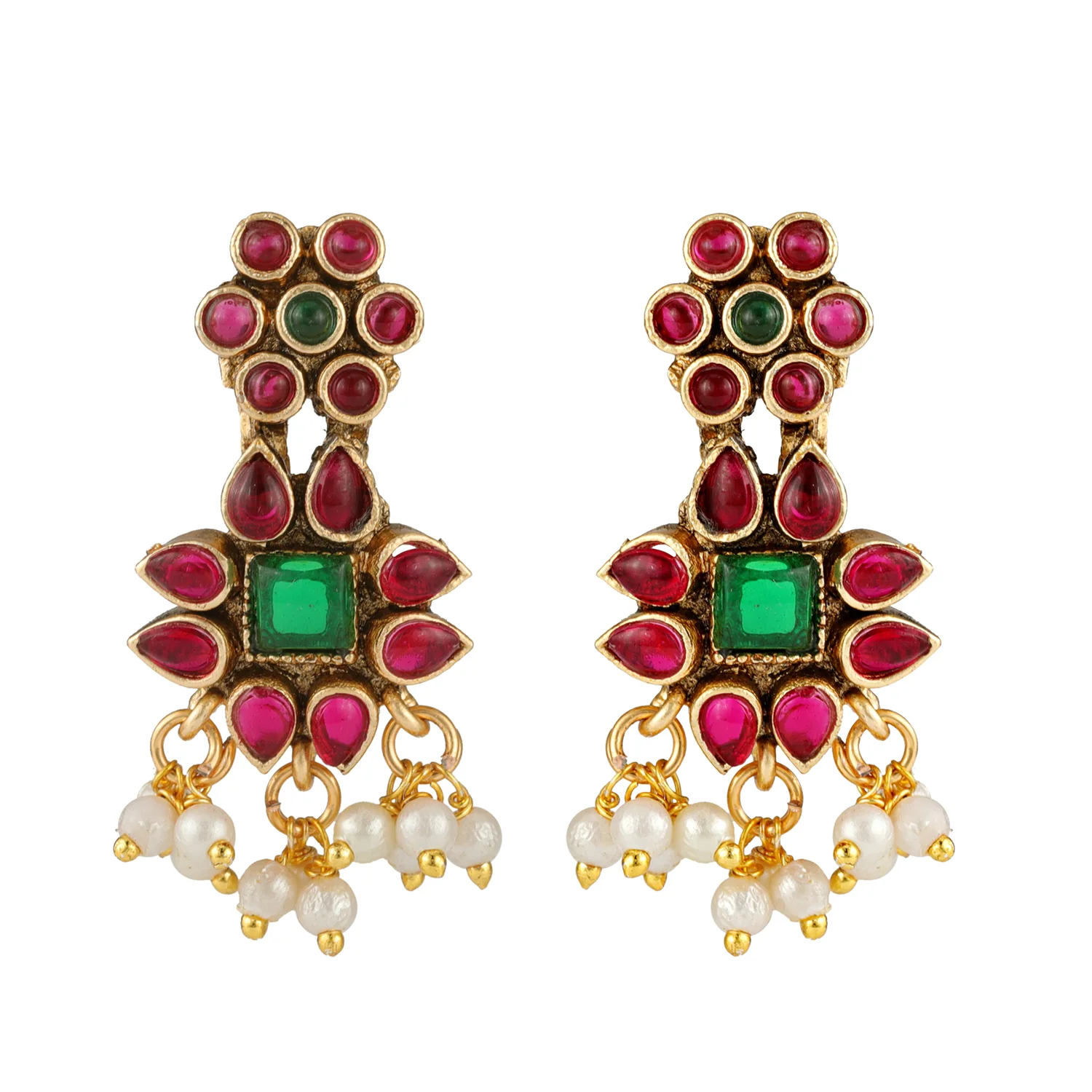 Gold Opulence Kurinji Kodi Temple Necklace Set For Women - Image 3