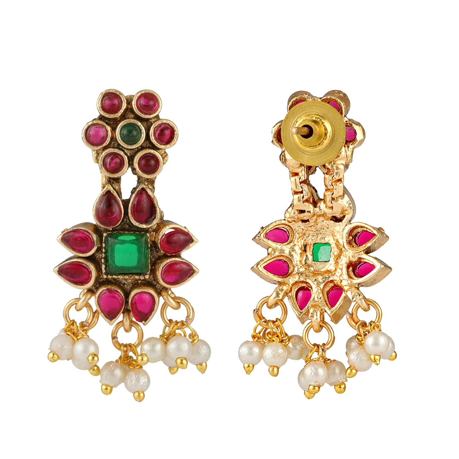 Gold Opulence Kurinji Kodi Temple Necklace Set For Women - Image 4