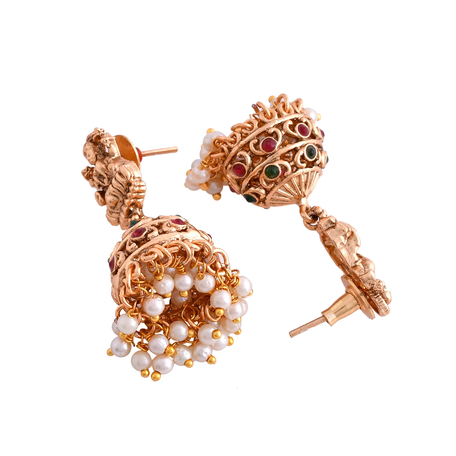Gold Opulence Lakshmi Haaram Temple Necklace Set - Image 8