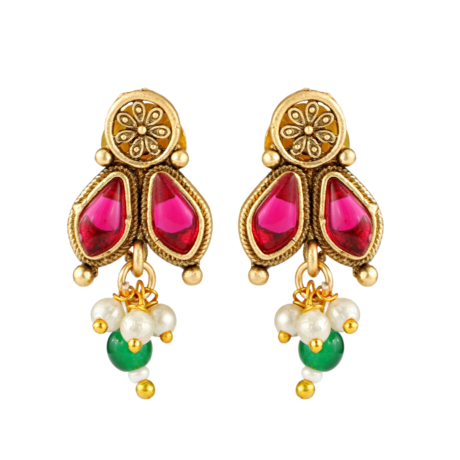 Gold Opulence Manonmani Temple Necklace Set For Women - Image 5