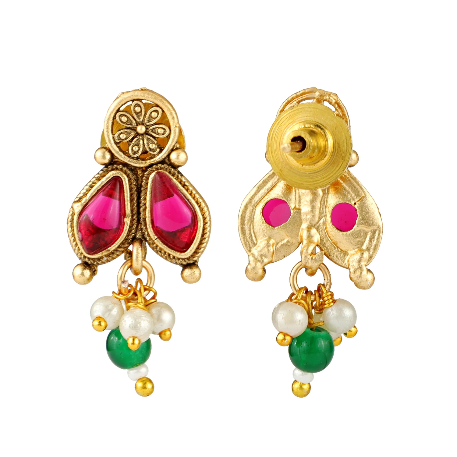 Gold Opulence Manonmani Temple Necklace Set For Women - Image 6