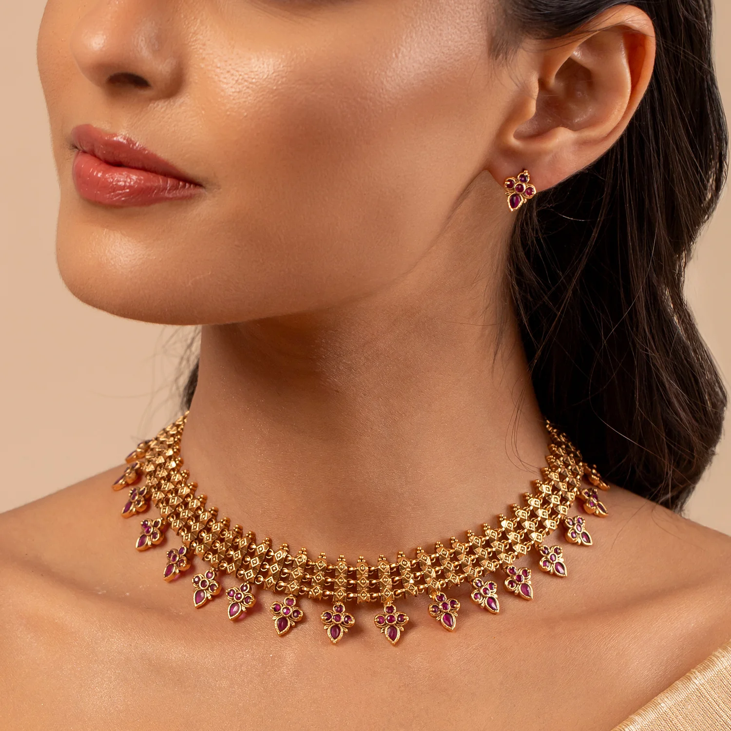 Gold Opulence Rajnidhi Temple Necklace Set - Image 2