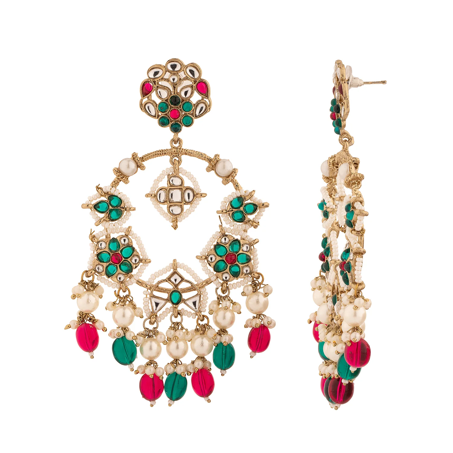 Gold Opulence Rangrez Pearl Chaandbali Earrings - Image 3