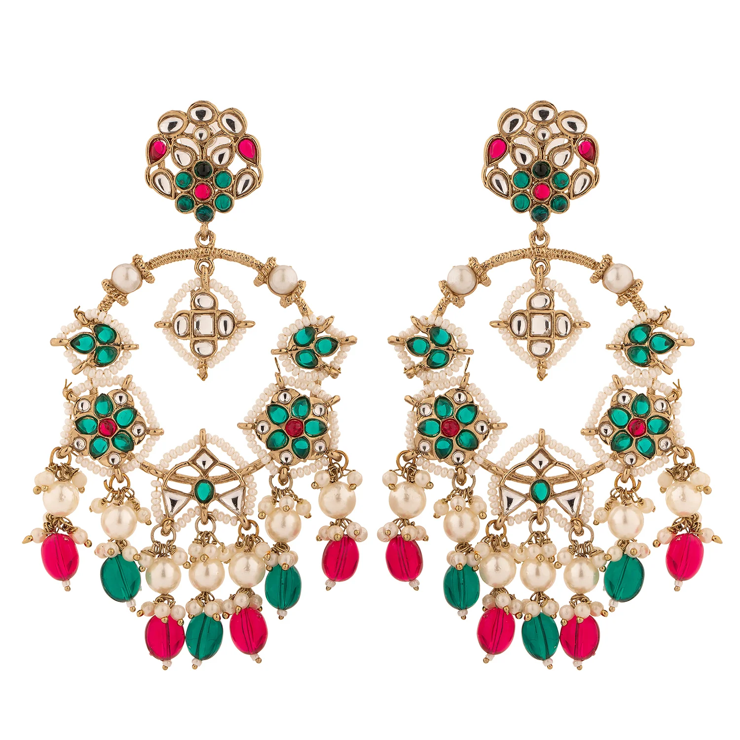 Gold Opulence Rangrez Pearl Chaandbali Earrings - Image 4