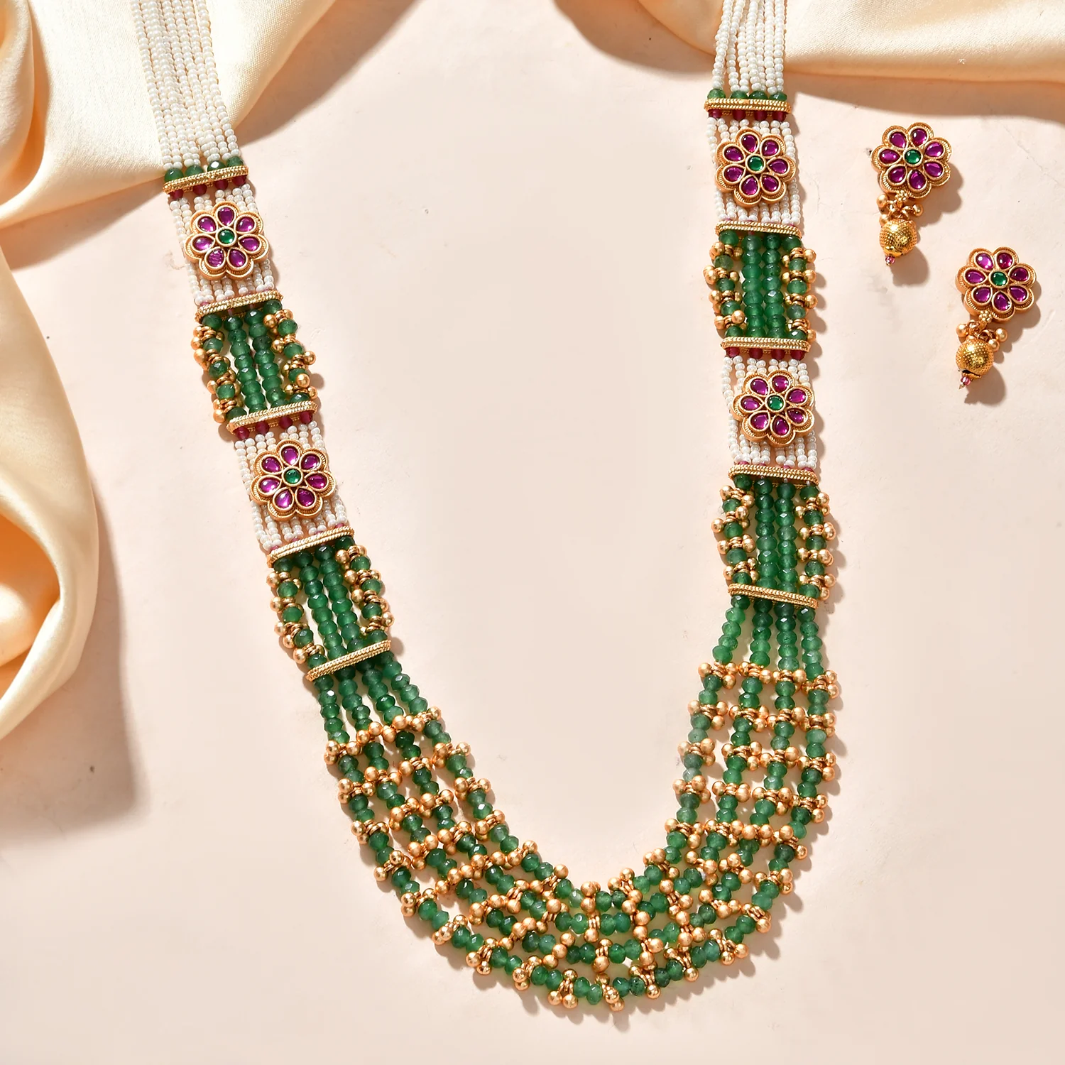 Gold Opulence Regal Kundan Layered Necklace Set