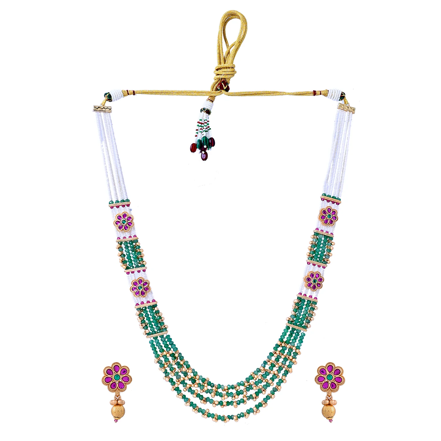 Gold Opulence Regal Kundan Layered Necklace Set - Image 3