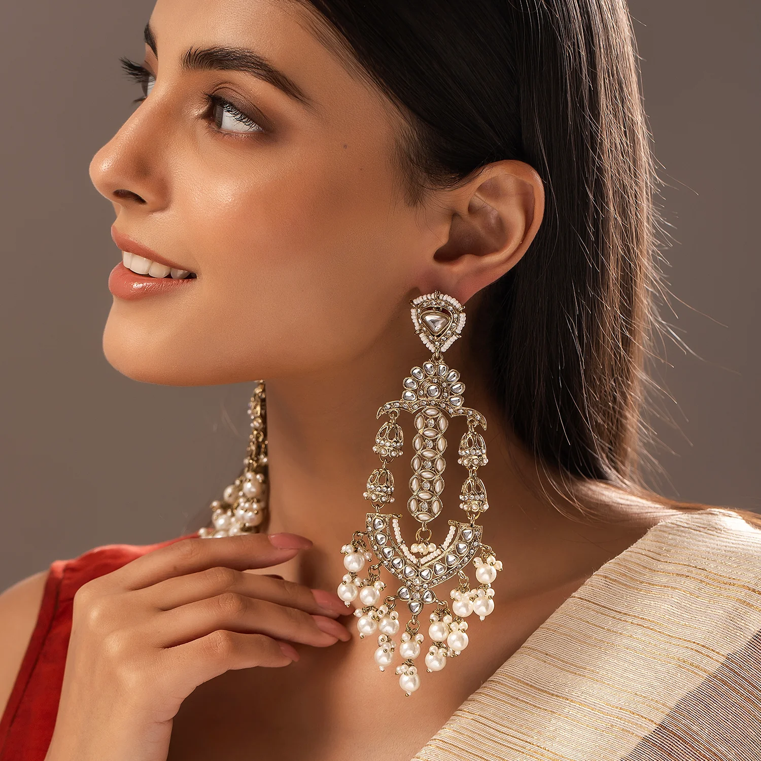 Gold Opulence Royal Adaah Chaandbali Earrings - Image 2