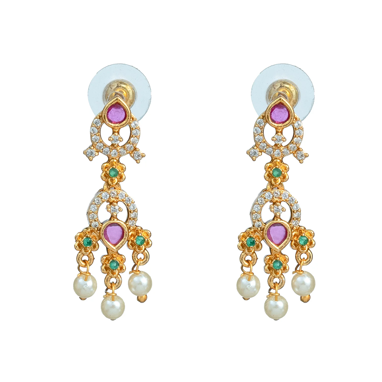 Gold Opulence Royal Rajwadi Ruby Pearl Necklace Set - Image 6