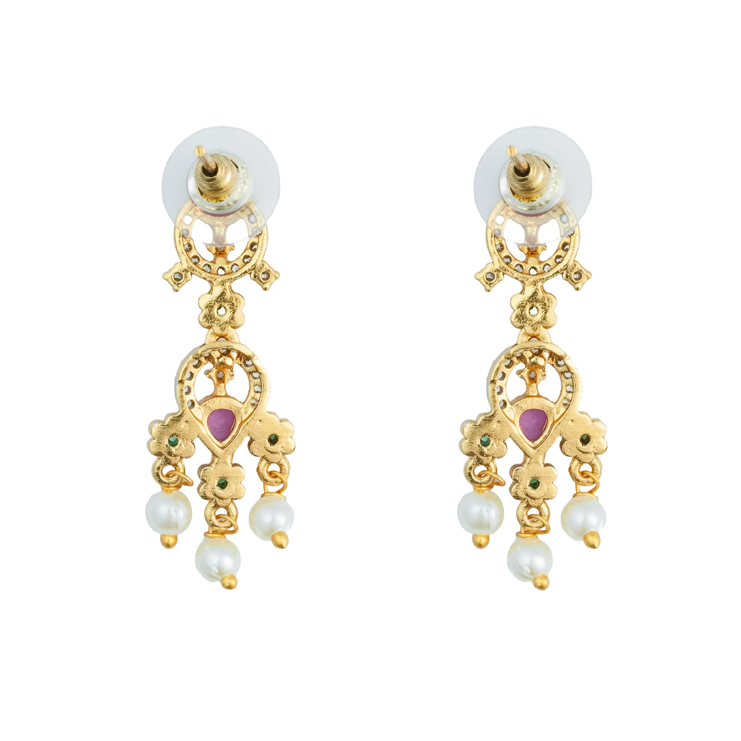 Gold Opulence Royal Rajwadi Ruby Pearl Necklace Set - Image 7