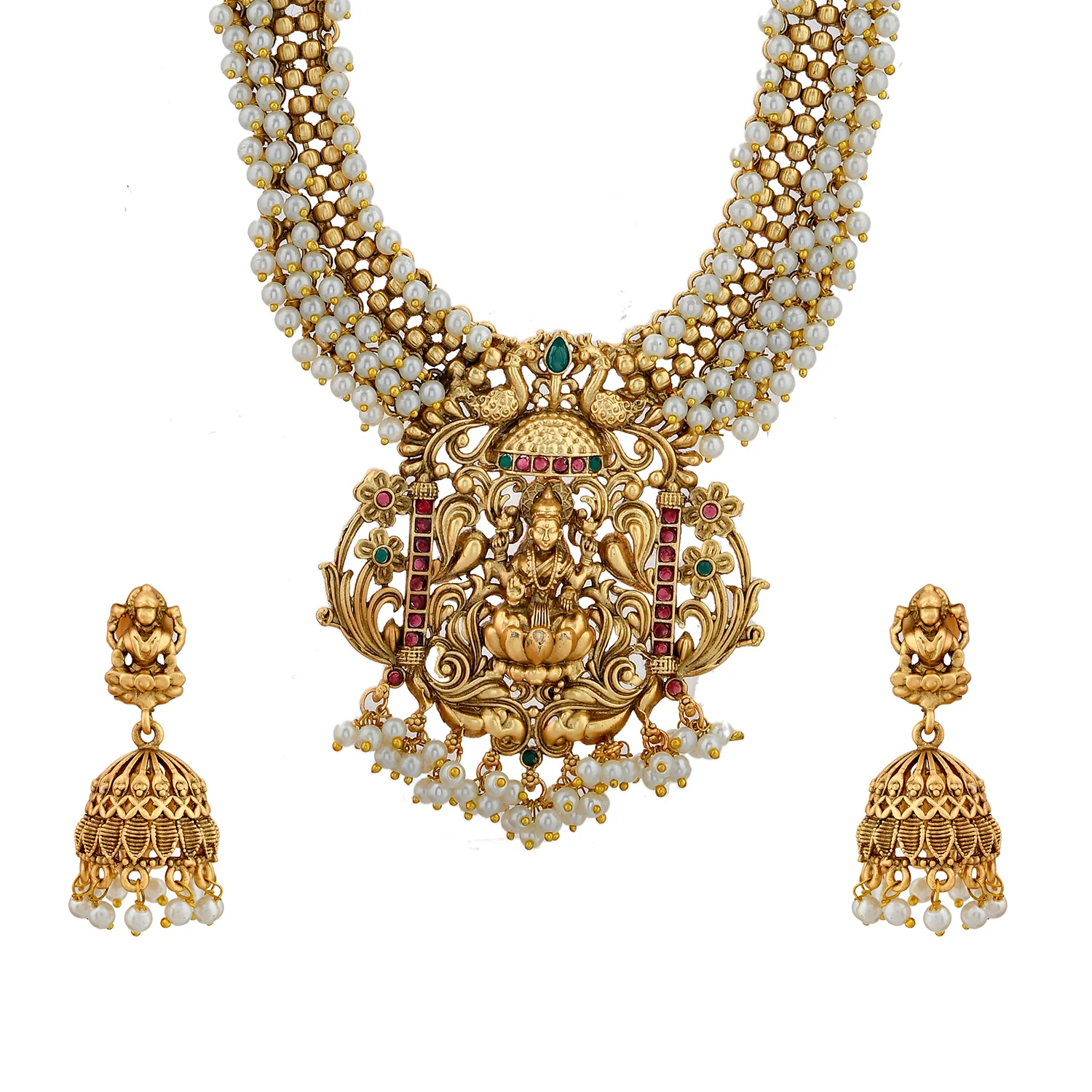 Gold Opulence Sanskriti Temple Necklace Set - Image 4