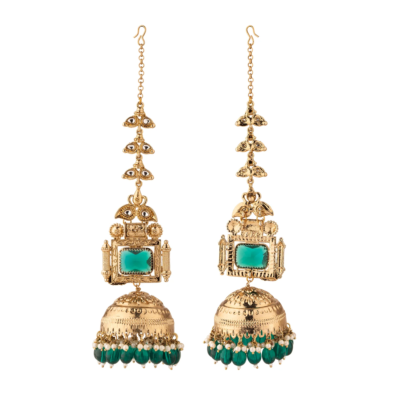 Gold Opulence Shaam-E-Rang Jhumka Earrings - Image 4