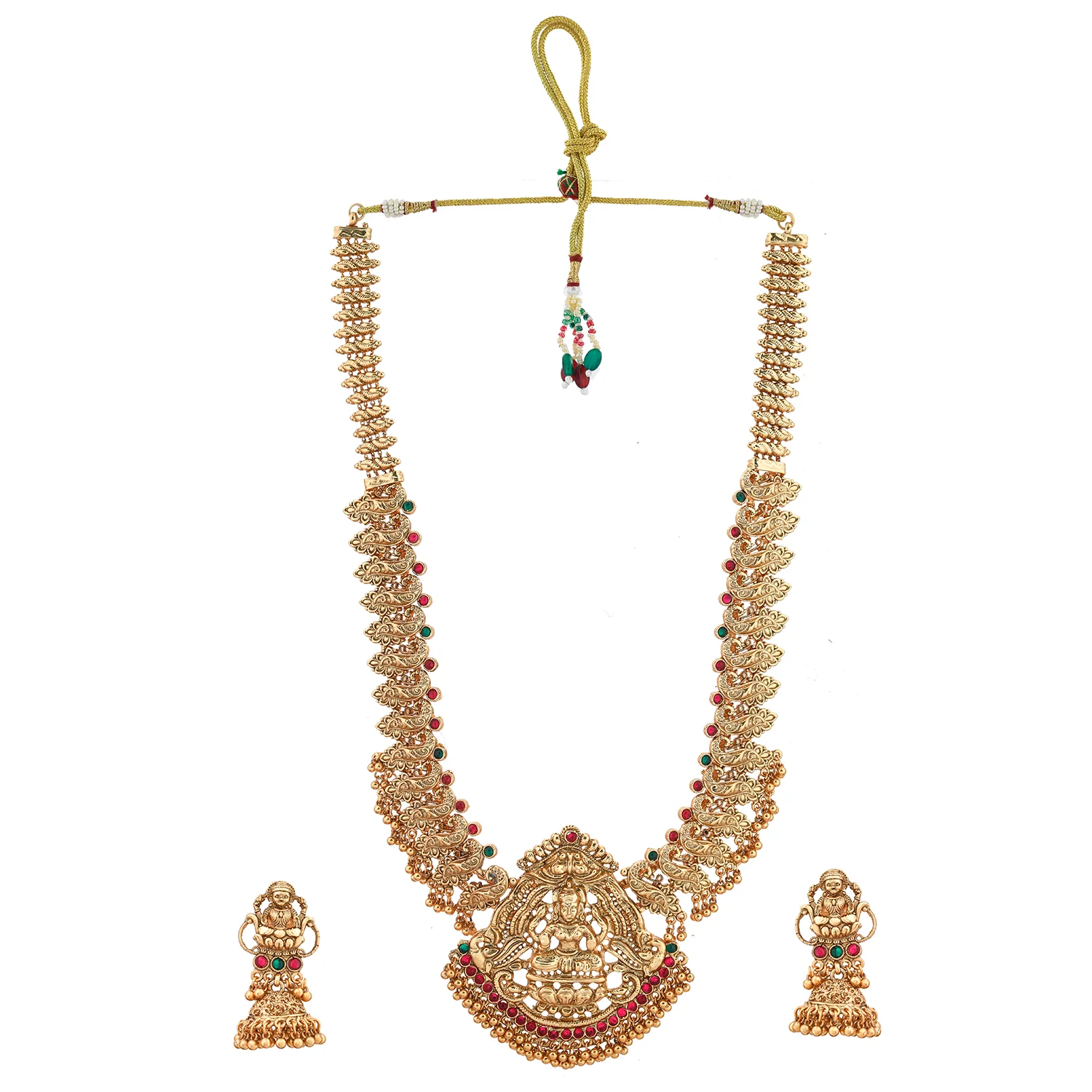 Gold Opulence Sowbhagya Temple Necklace Set - Image 4