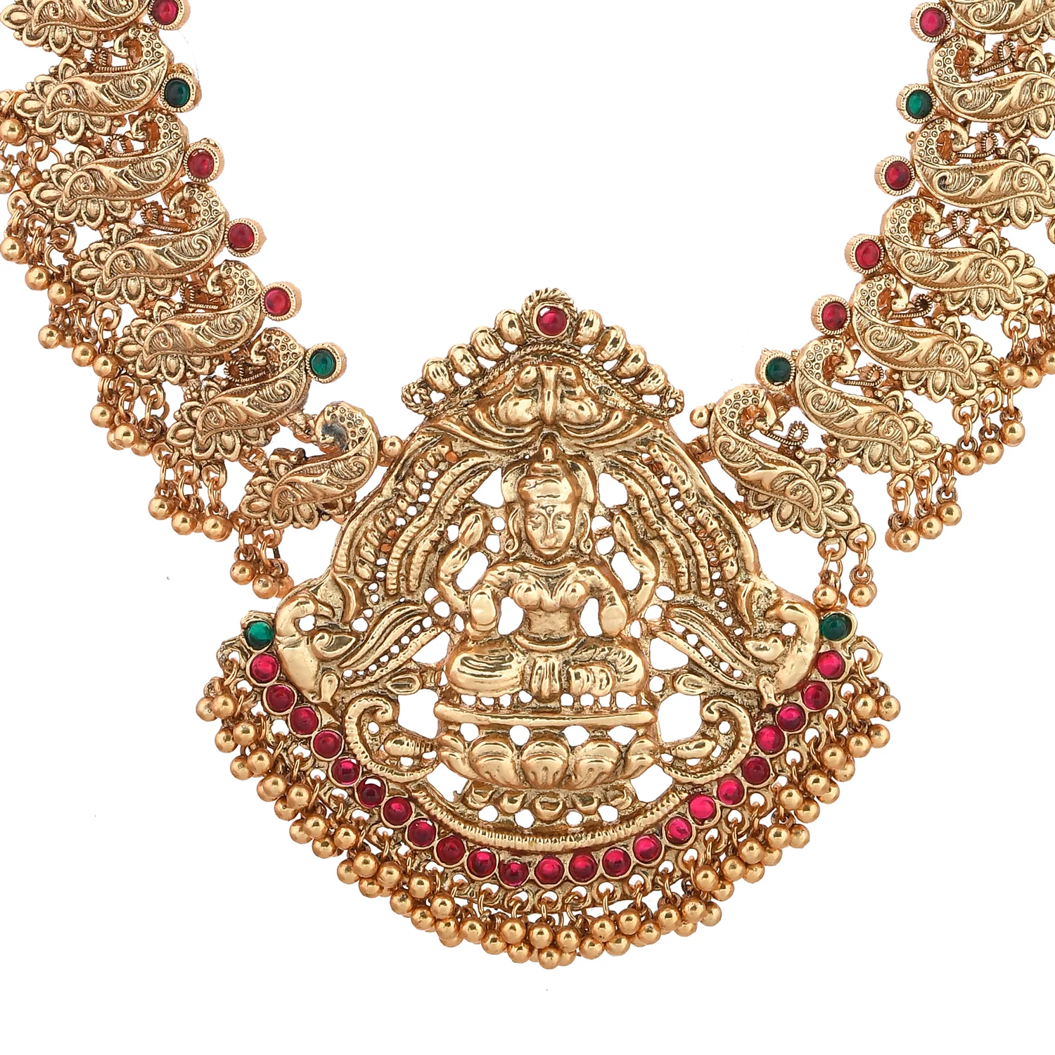 Gold Opulence Sowbhagya Temple Necklace Set - Image 5