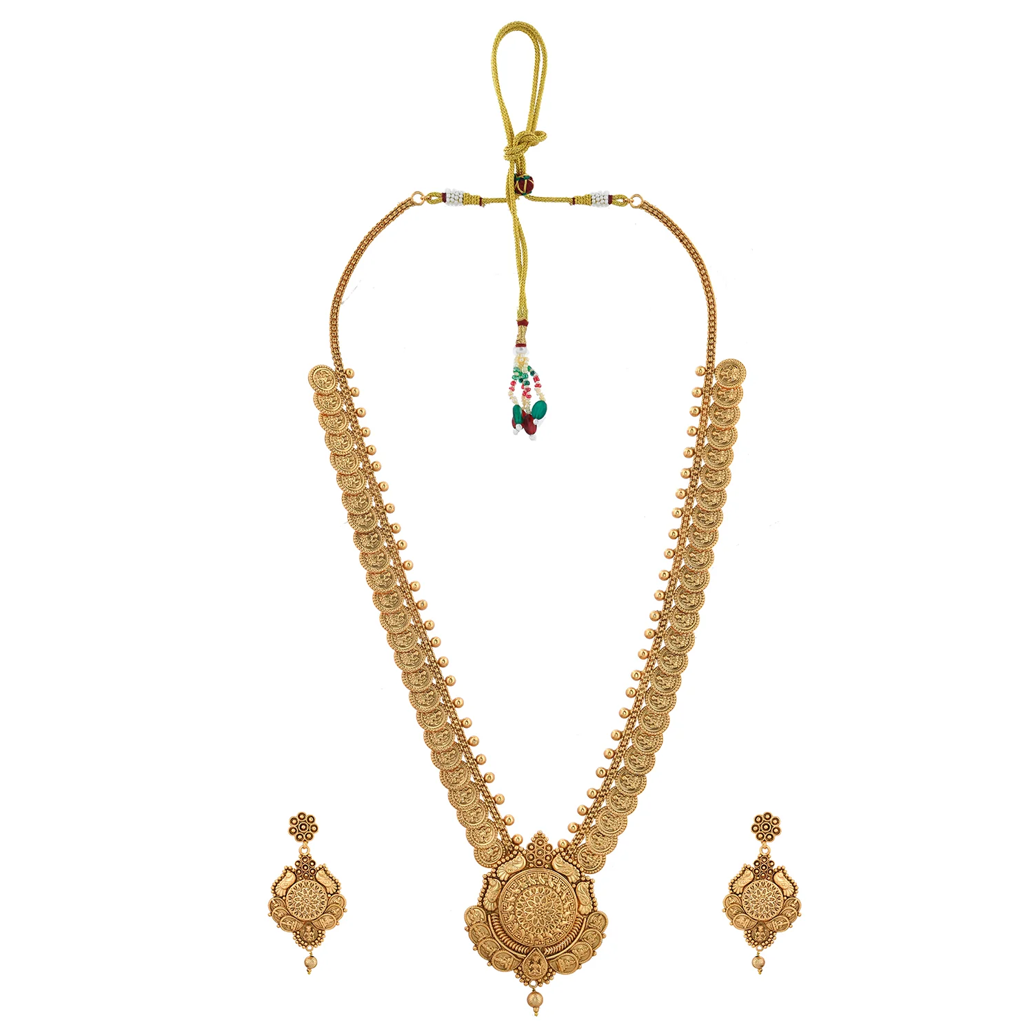 Gold Opulence Surya Varnam Temple Necklace Set - Image 4