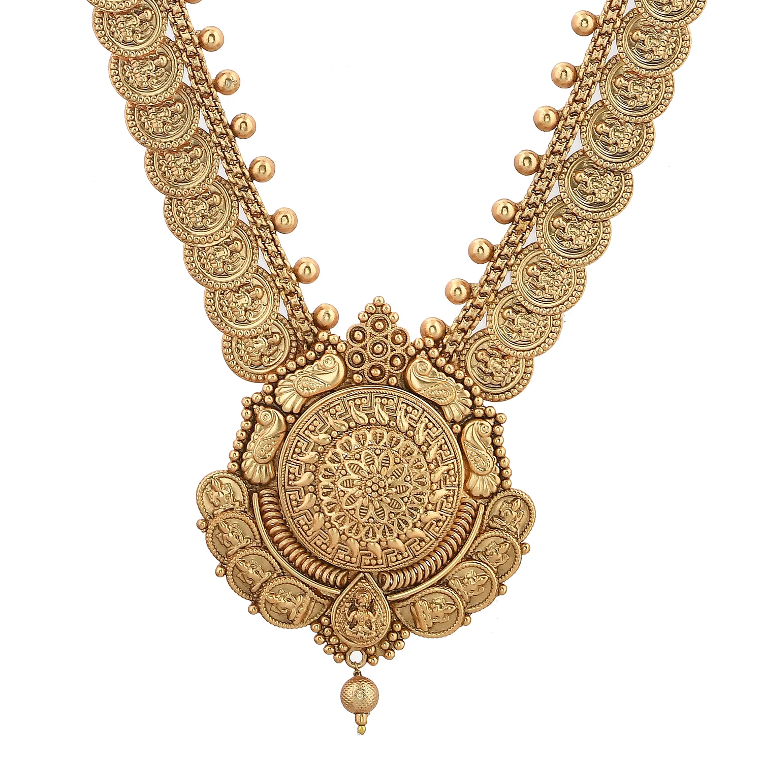 Gold Opulence Surya Varnam Temple Necklace Set - Image 5
