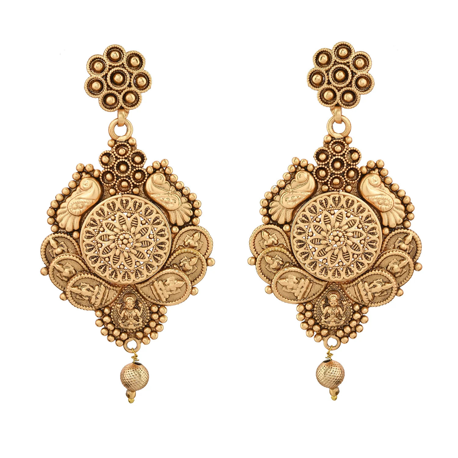 Gold Opulence Surya Varnam Temple Necklace Set - Image 6