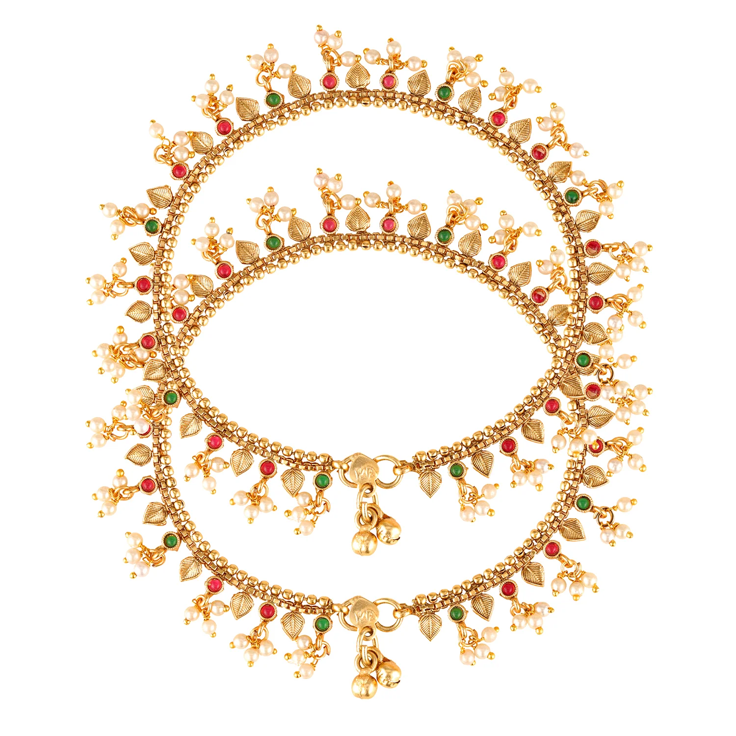 Gold Opulence Swarangi Temple Anklets For Women - Image 3