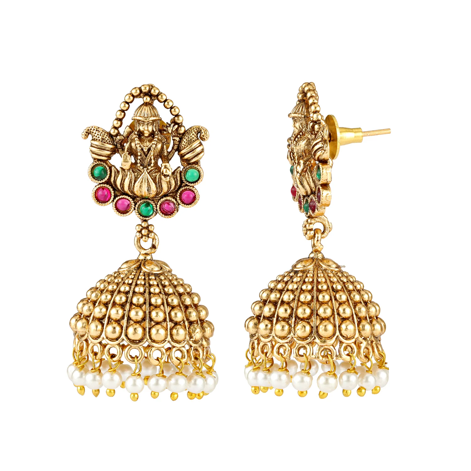 Gold Opulence Swarnika Temple Jhumki For Women - Image 3
