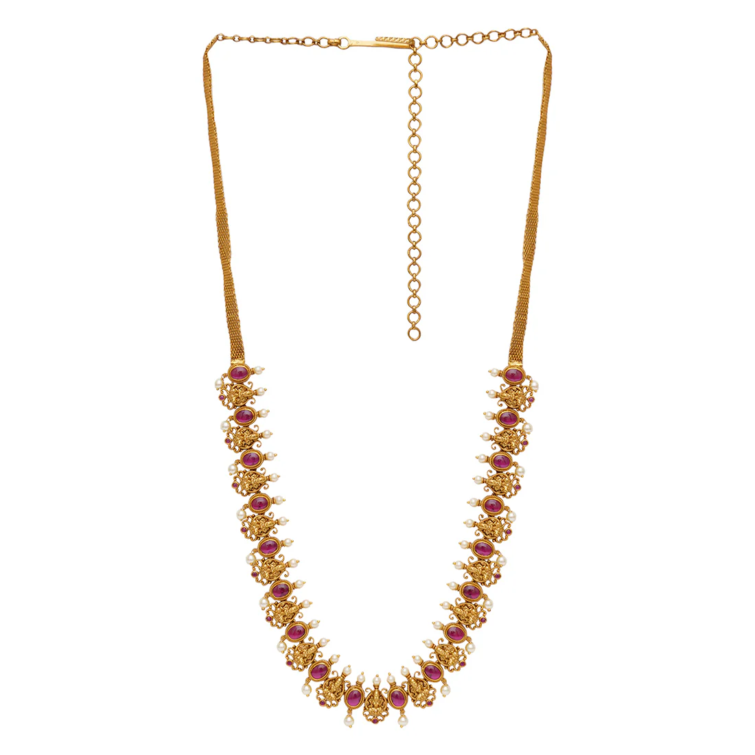 Gold Opulence Teardrop Zircons and Faux Pearls Gold Plated Kamarband - Image 3