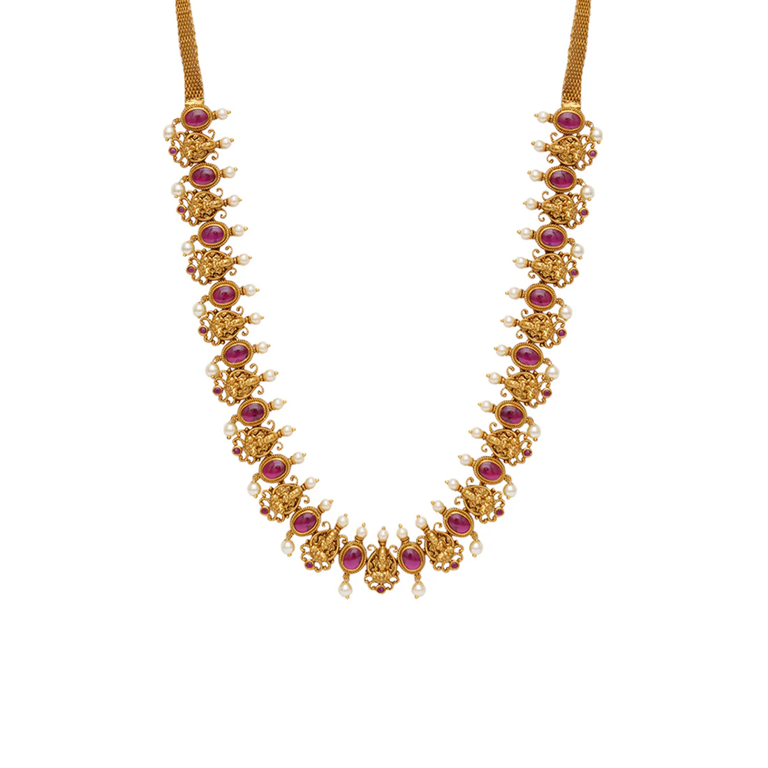 Gold Opulence Teardrop Zircons and Faux Pearls Gold Plated Kamarband - Image 4