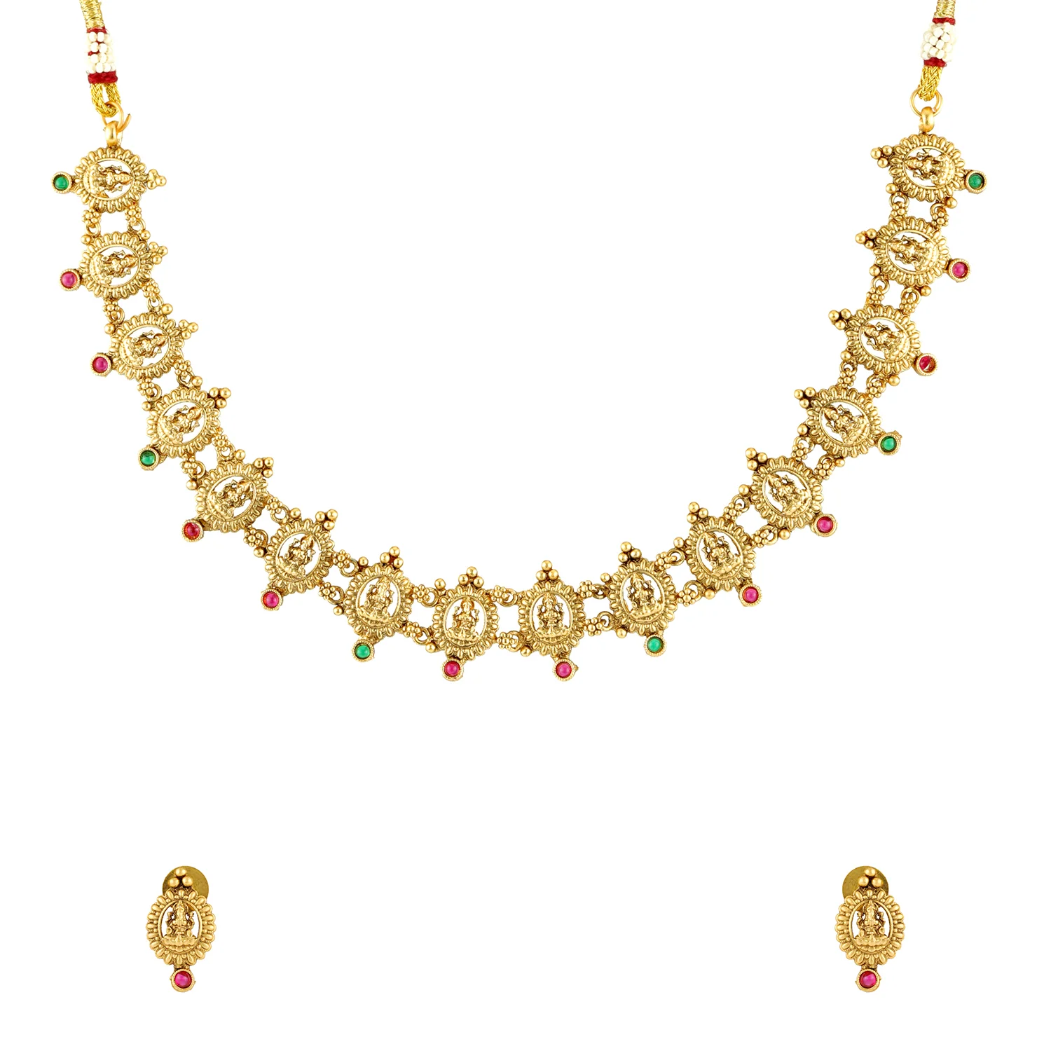 Gold Opulence Vaidehi Temple Necklace Set For Women - Image 3