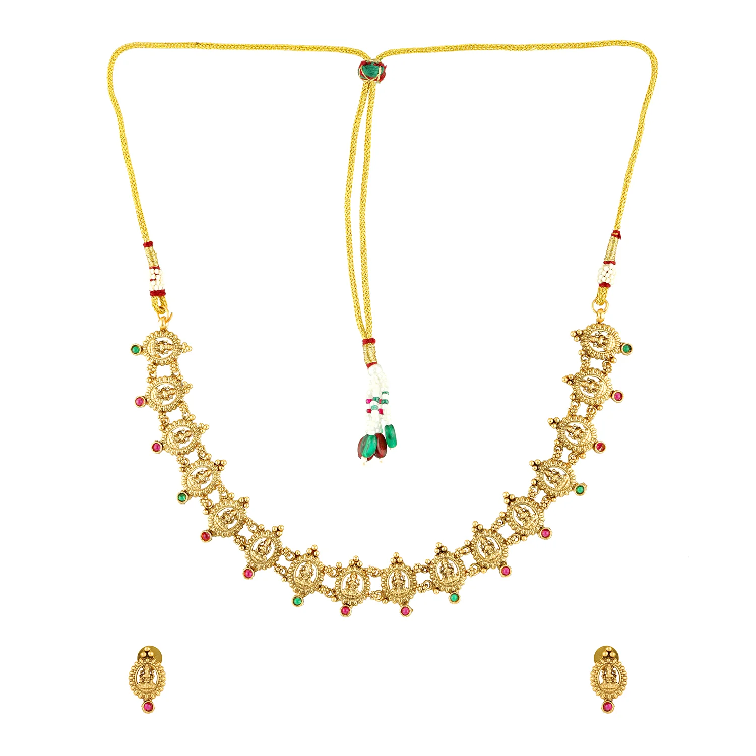 Gold Opulence Vaidehi Temple Necklace Set For Women - Image 4