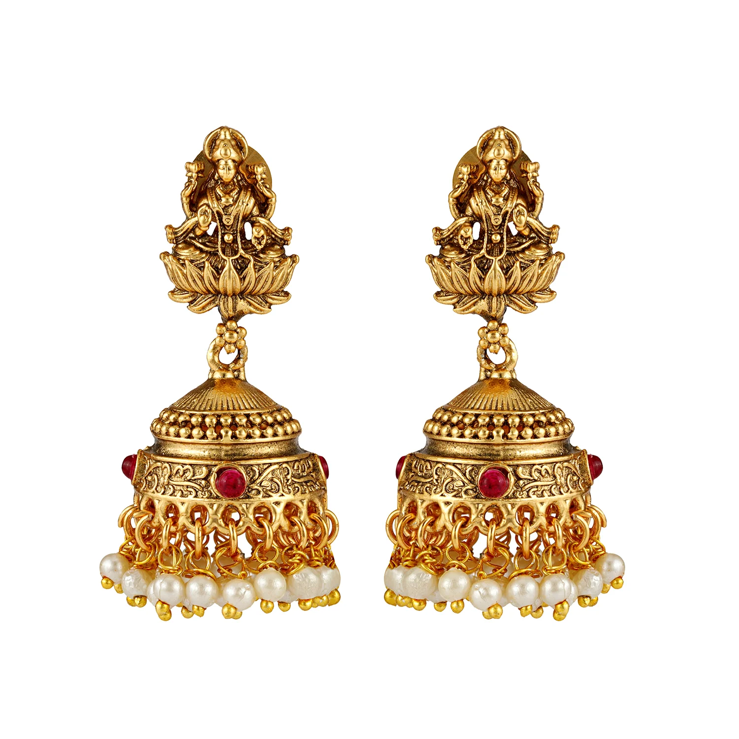 Gold Opulence Vainavi Temple Necklace Set For Women - Image 3