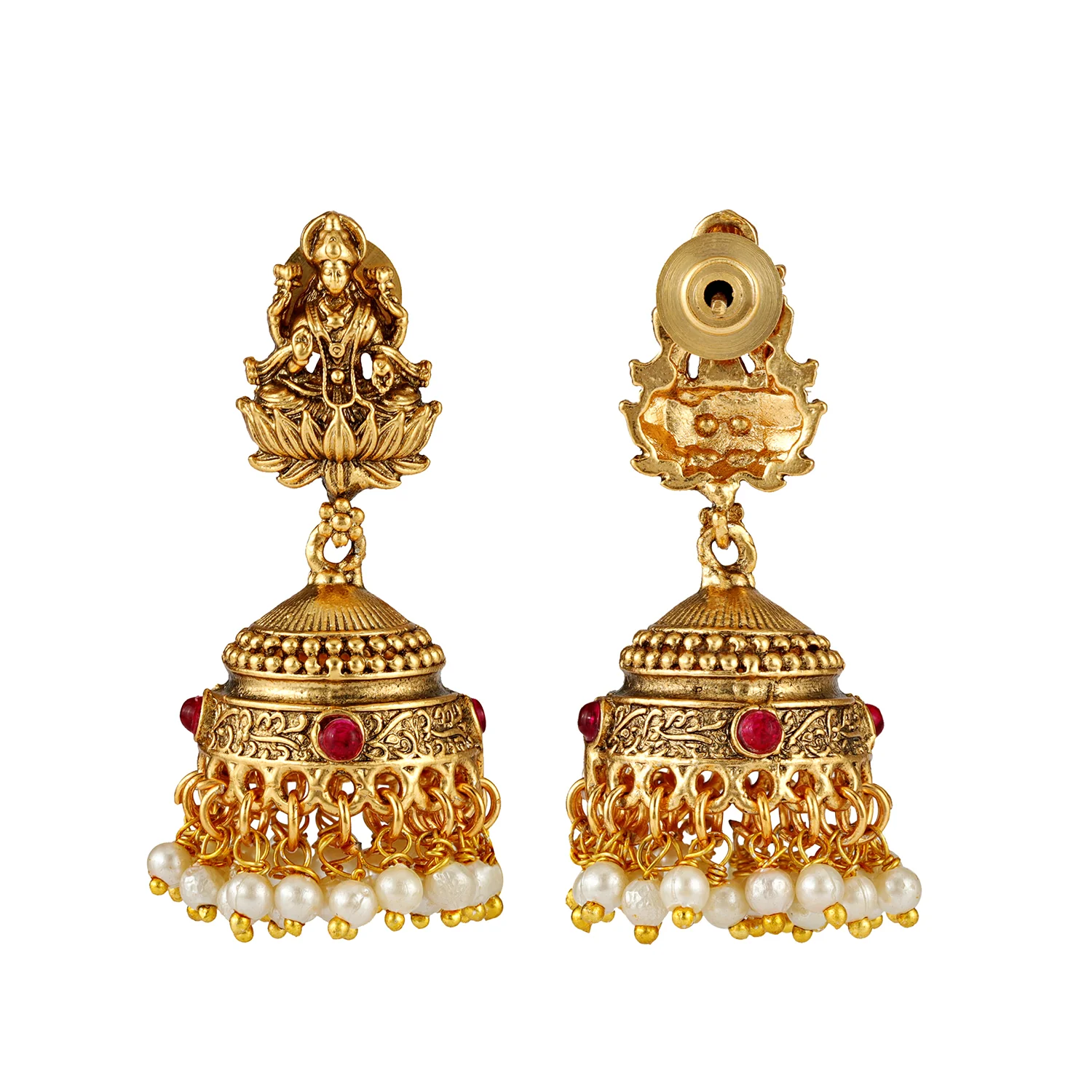 Gold Opulence Vainavi Temple Necklace Set For Women - Image 4