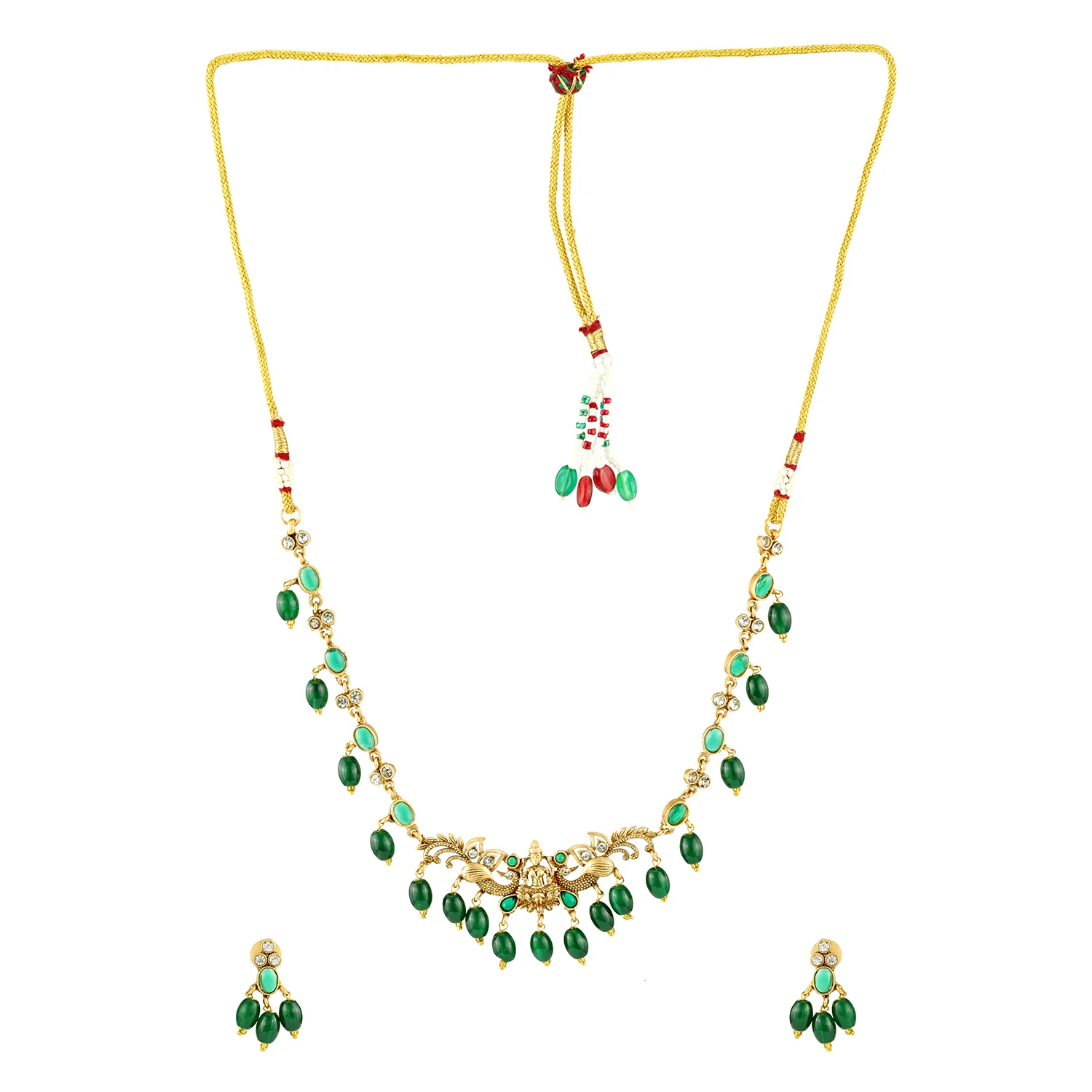 Gold Opulence Vanamala Temple Necklace Set For Women - Image 4