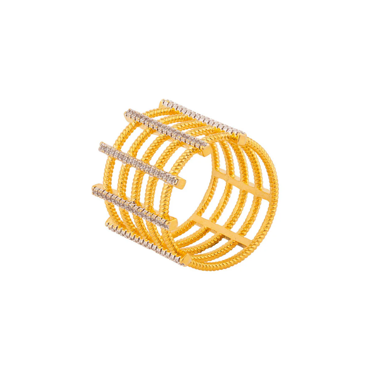 Gold Plated Brass Cage Ring - Image 3