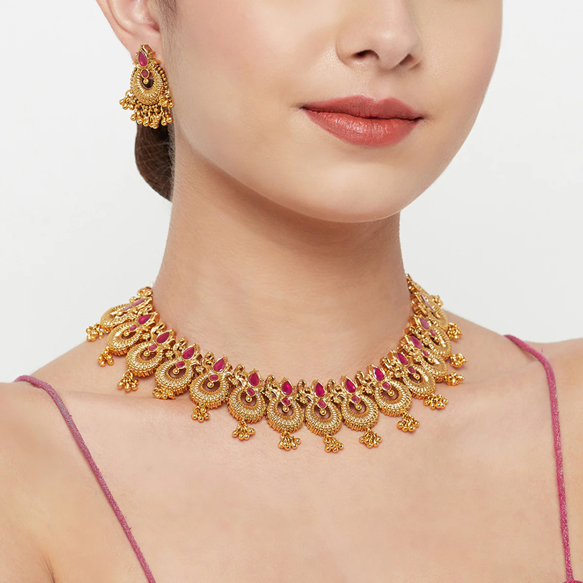 Gold Plated Brass Necklace Set - Image 2