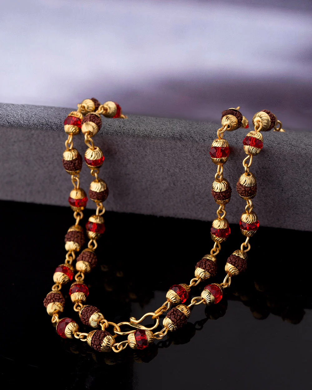Gold Plated Chain Graced with Rudraksha Beads