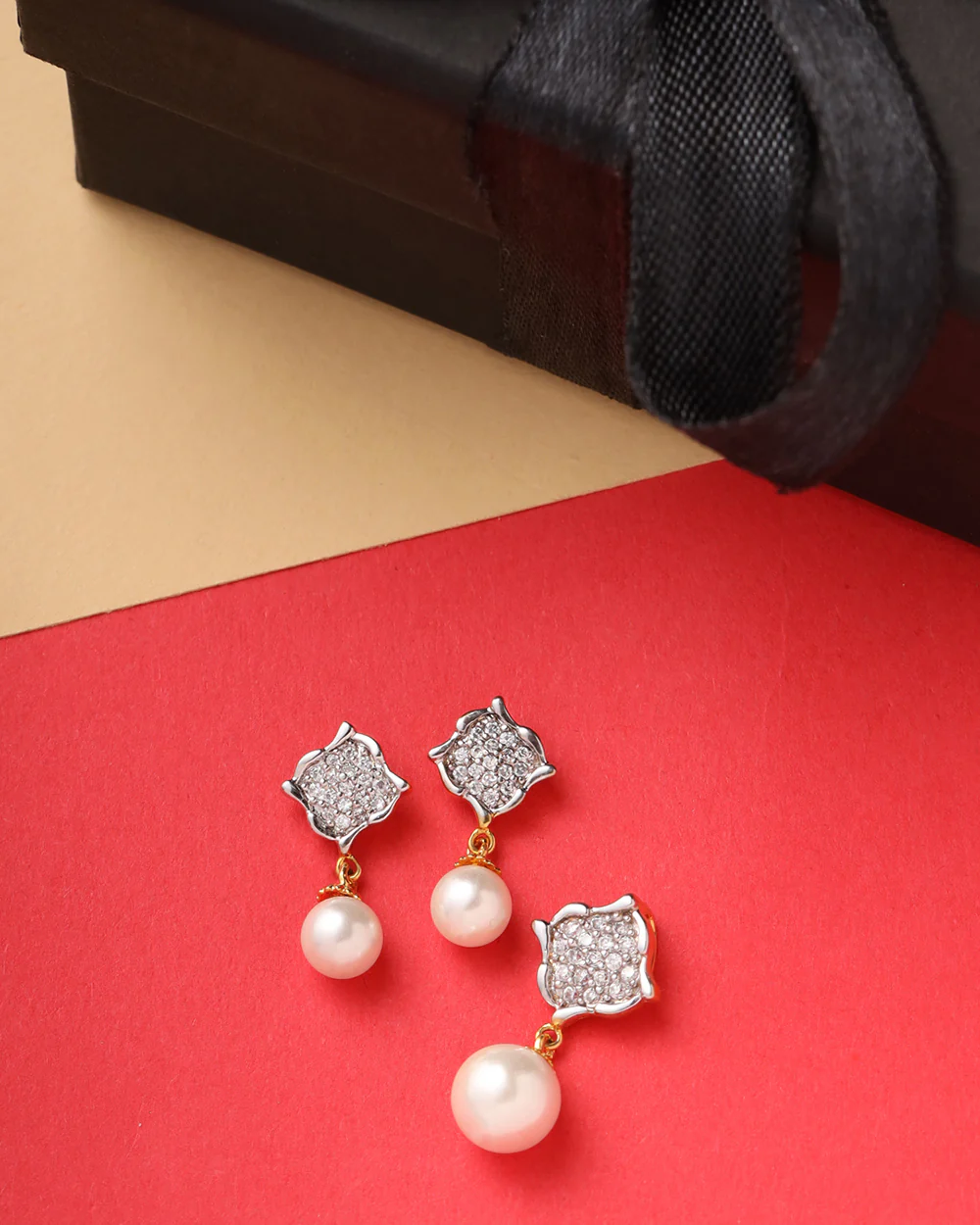 Gold Plated CZ Pearl Pendant Set