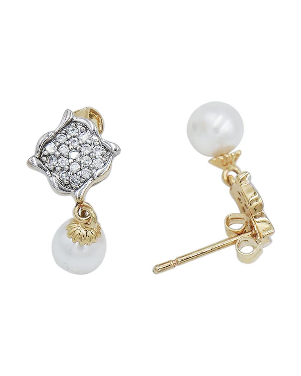 Gold Plated CZ Pearl Pendant Set - Image 4