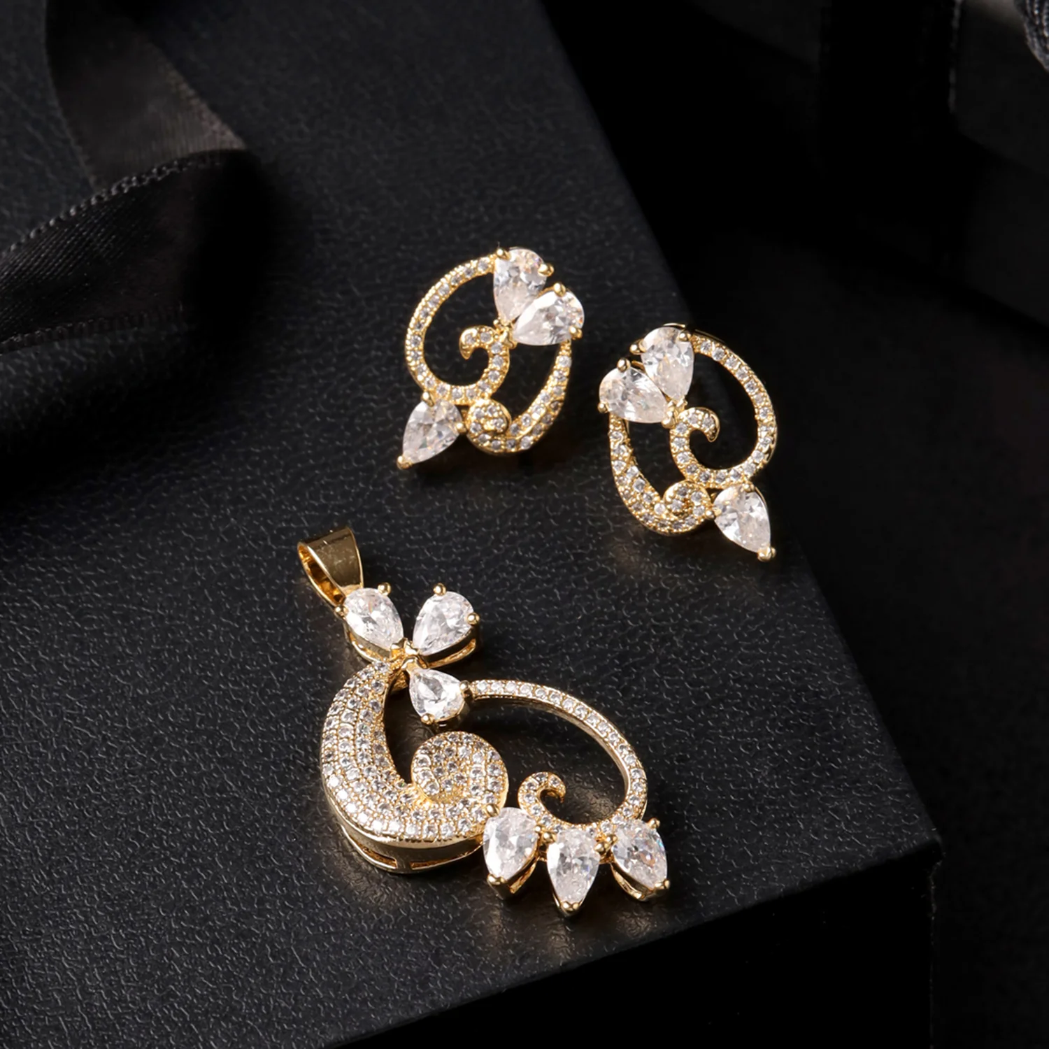Gold Plated CZ Pendant Set
