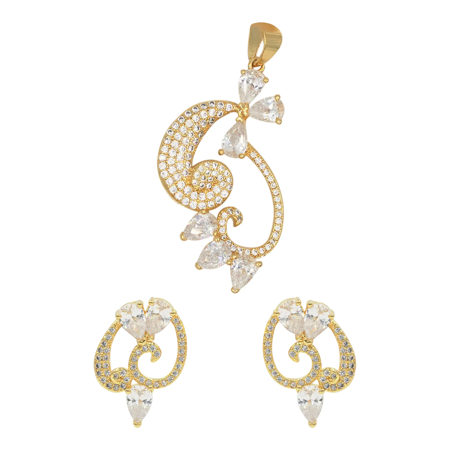 Gold Plated CZ Pendant Set - Image 3
