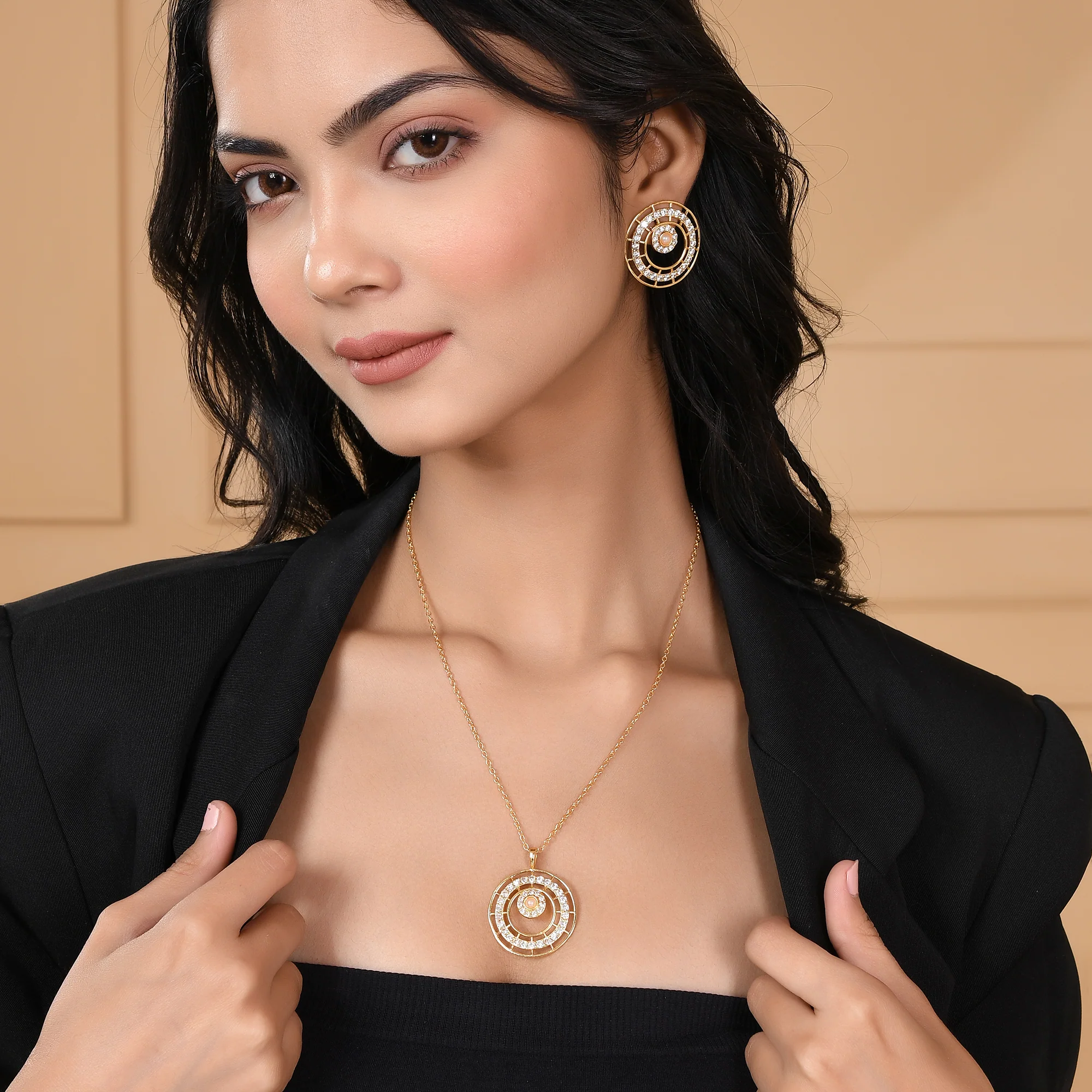 Gold Plated Designer Pendant Set - Image 2