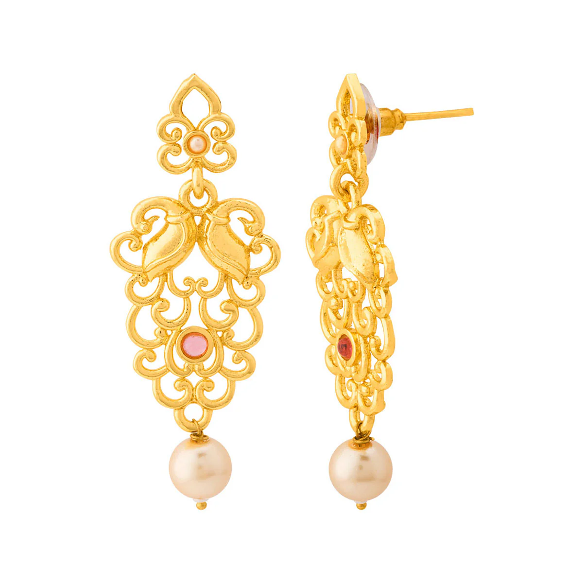 Gold Plated Filigree Drop Earrings - Image 4