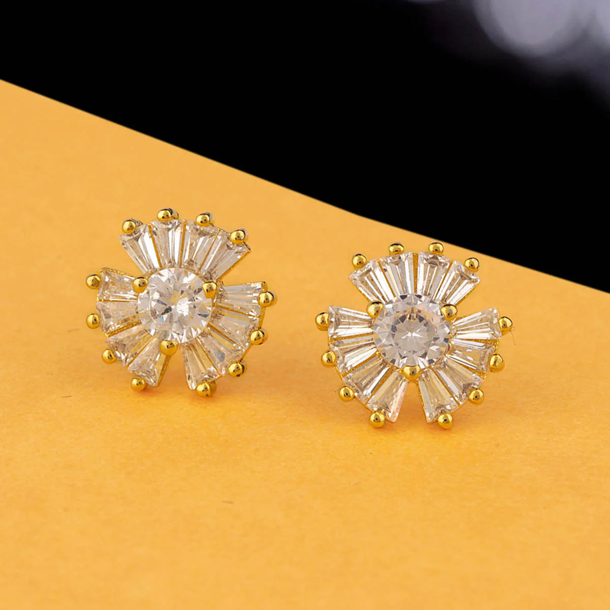 Gold Plated Gems Adorned Earrings