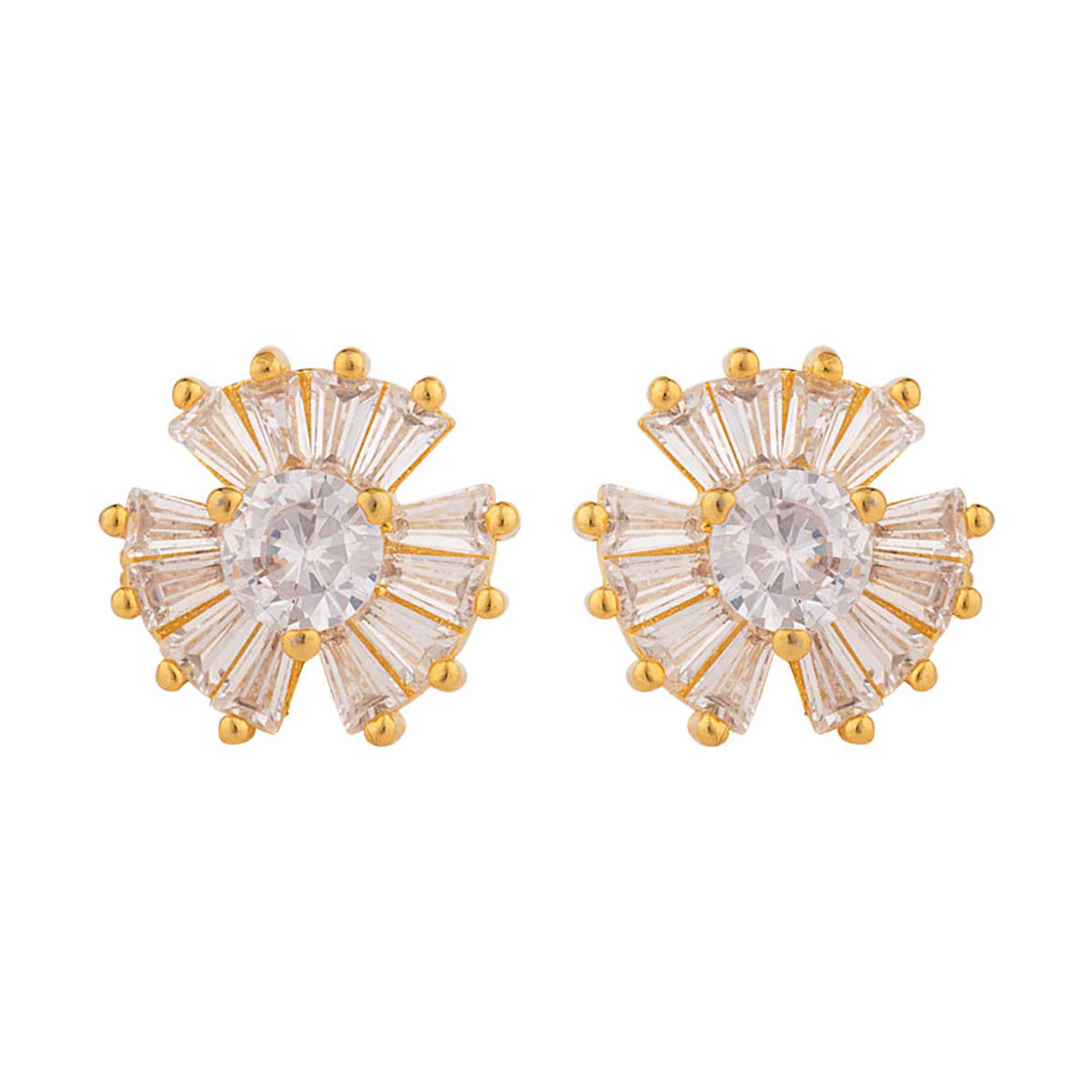 Gold Plated Gems Adorned Earrings - Image 3