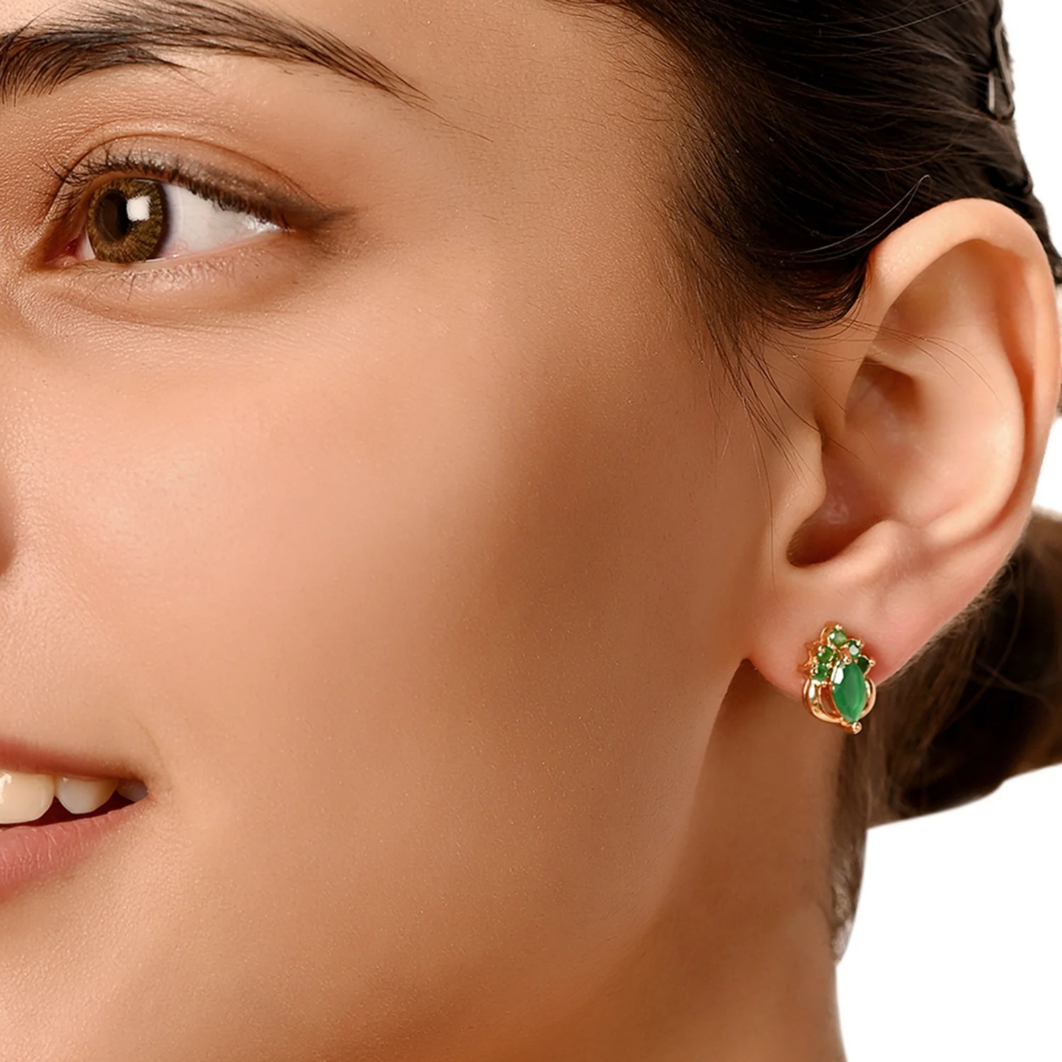 Gold Plated Green CZ Studs - Image 2