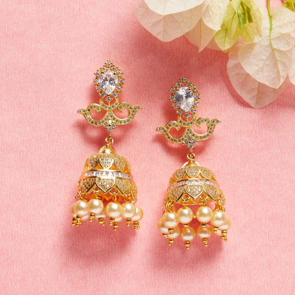 Gold Plated Jhumki Drop Earrings