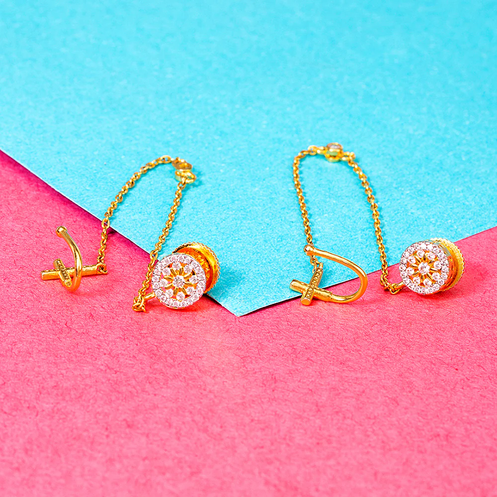 Gold Plated Long Dangling Earrings