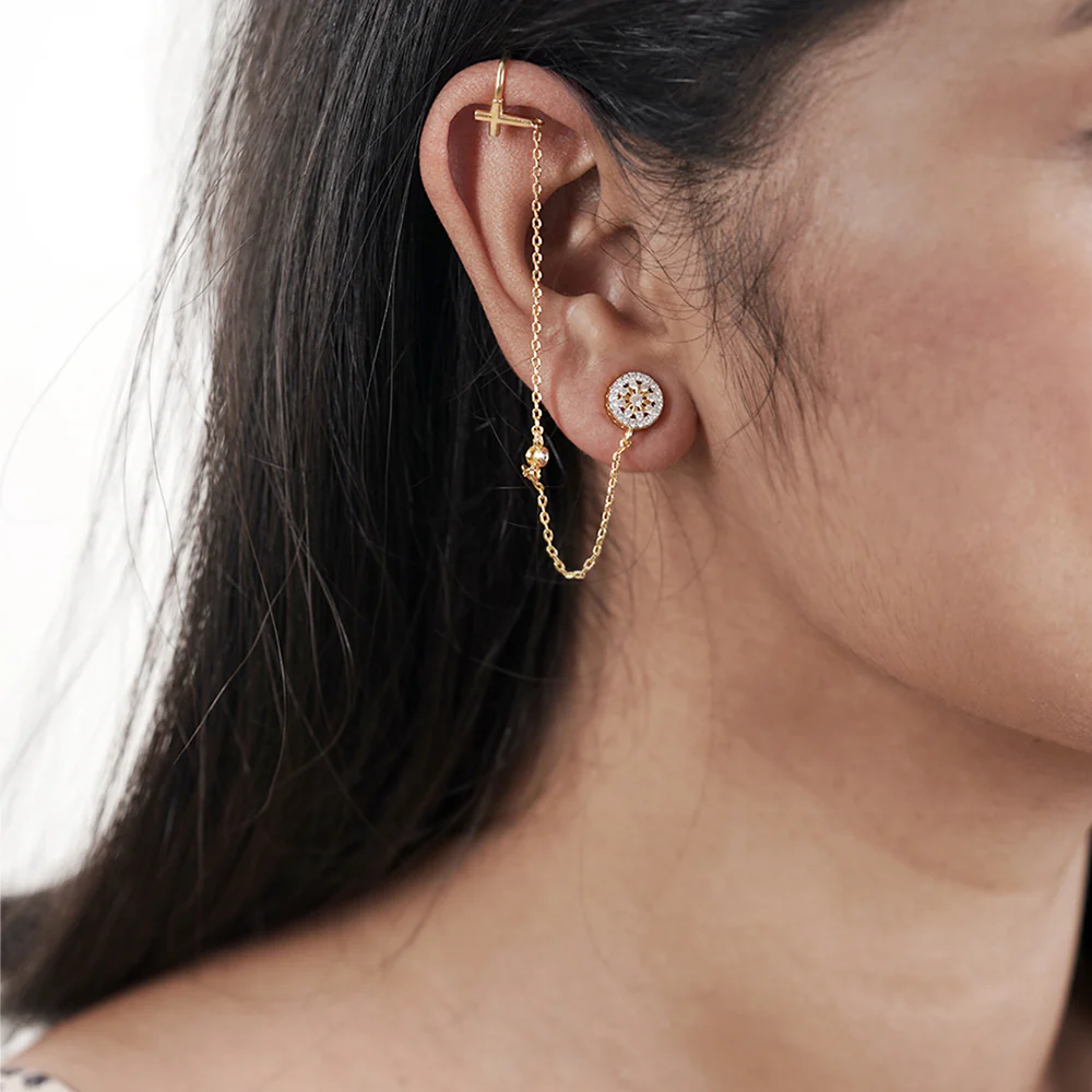 Gold Plated Long Dangling Earrings - Image 2