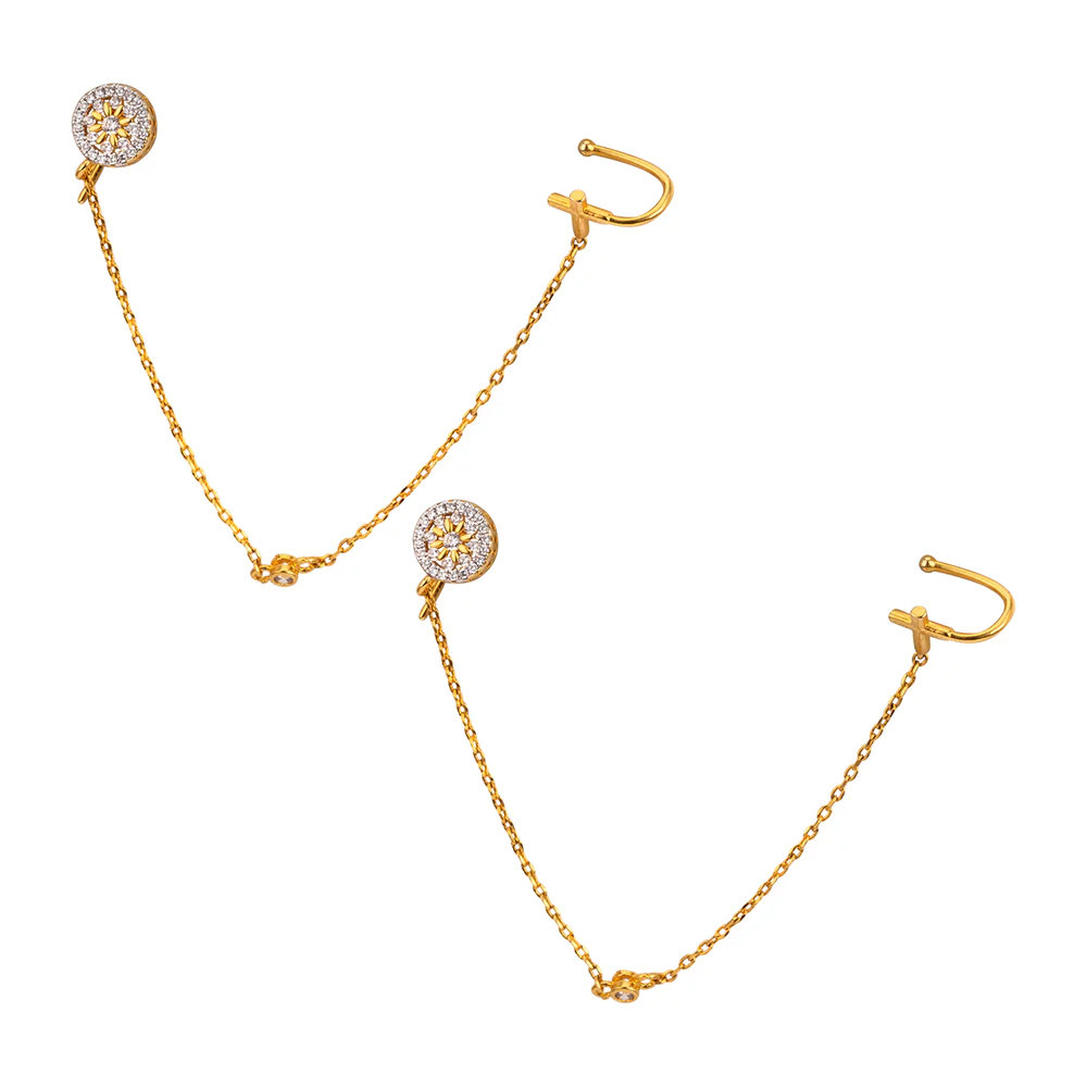 Gold Plated Long Dangling Earrings - Image 3