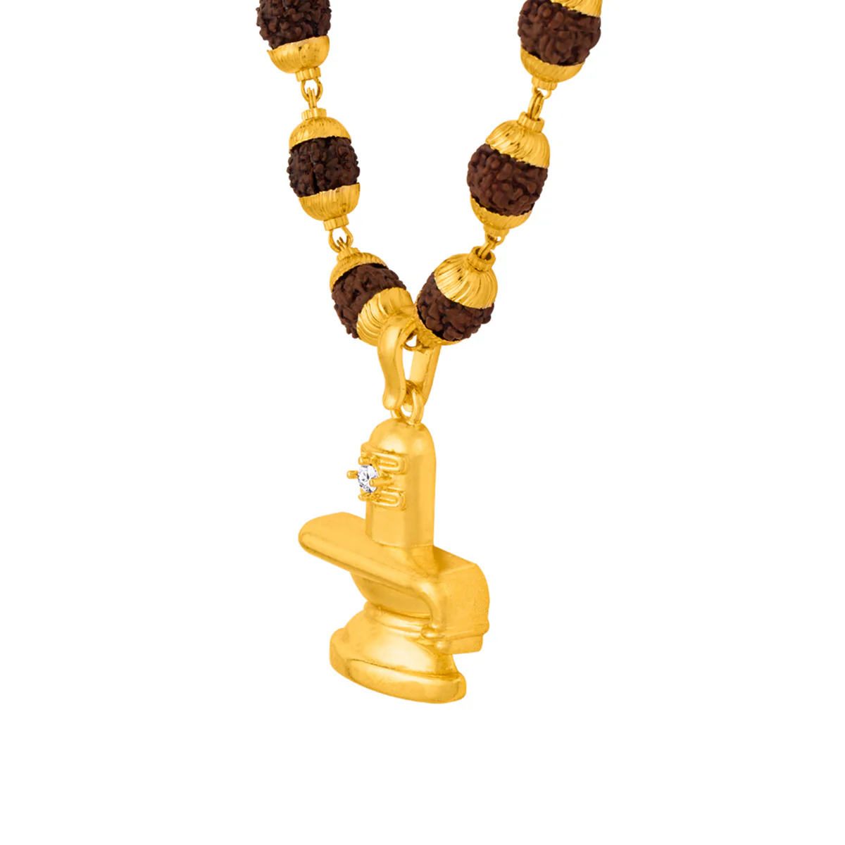 Gold-Plated Mahadev Shivlinga Rudraksha Beaded Necklace - Image 5