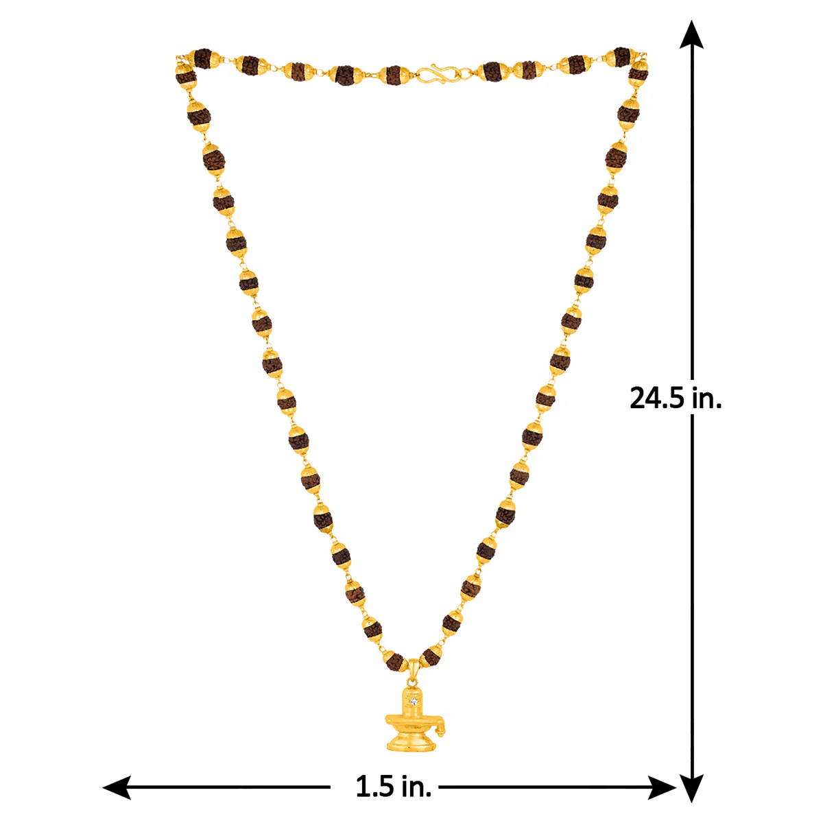 Gold-Plated Mahadev Shivlinga Rudraksha Beaded Necklace - Image 6