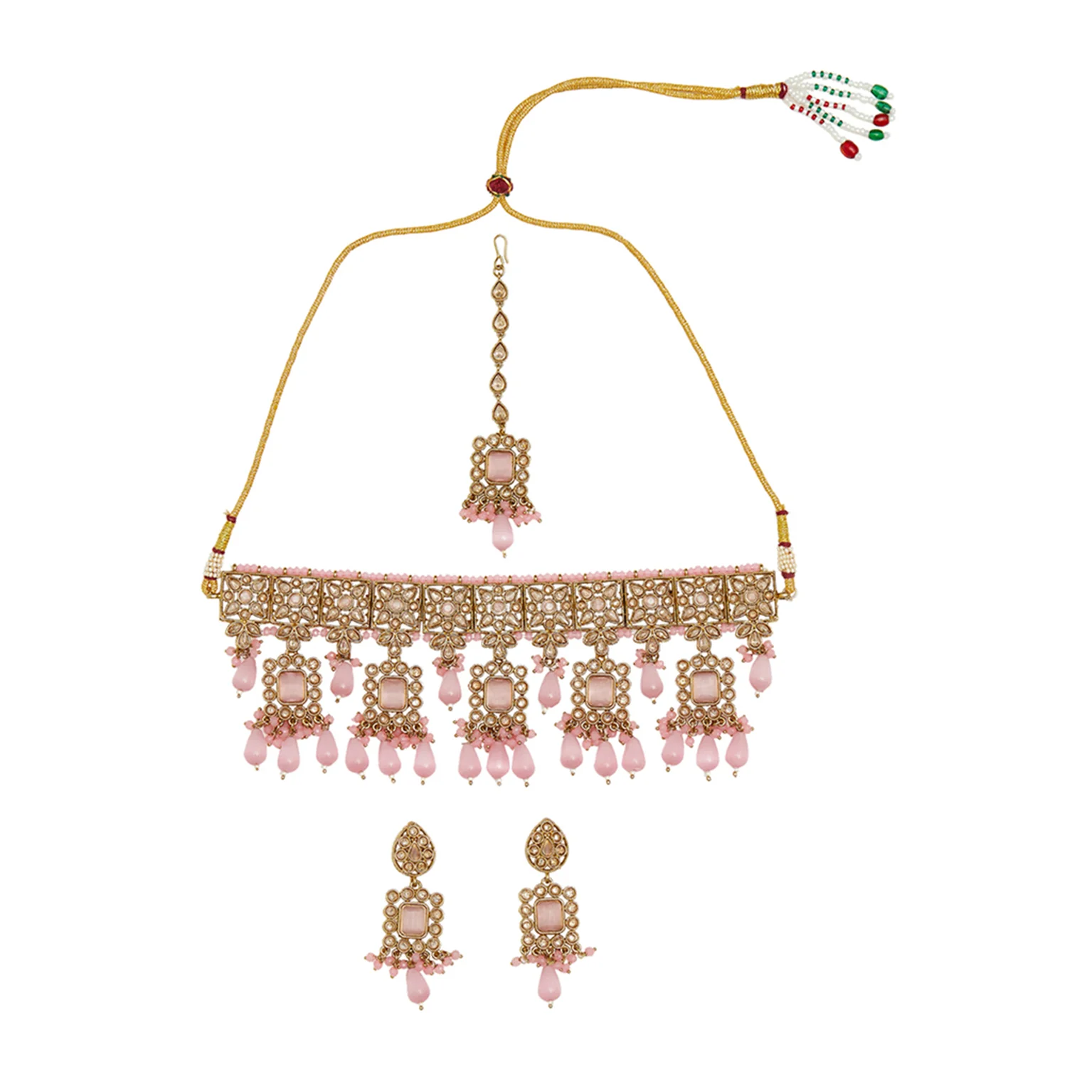 Gold Plated Necklace with Glamorizing Pink Stones - Image 3