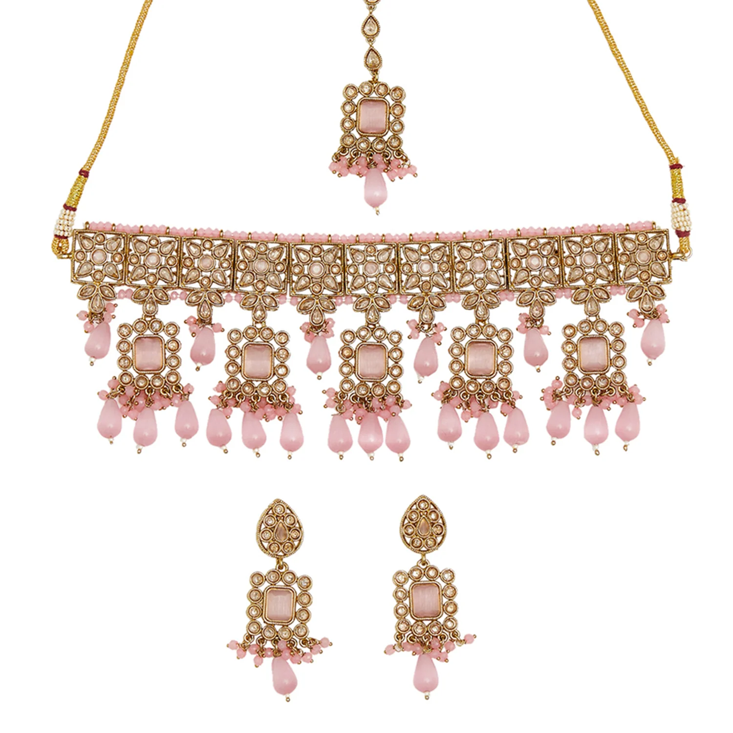 Gold Plated Necklace with Glamorizing Pink Stones - Image 4