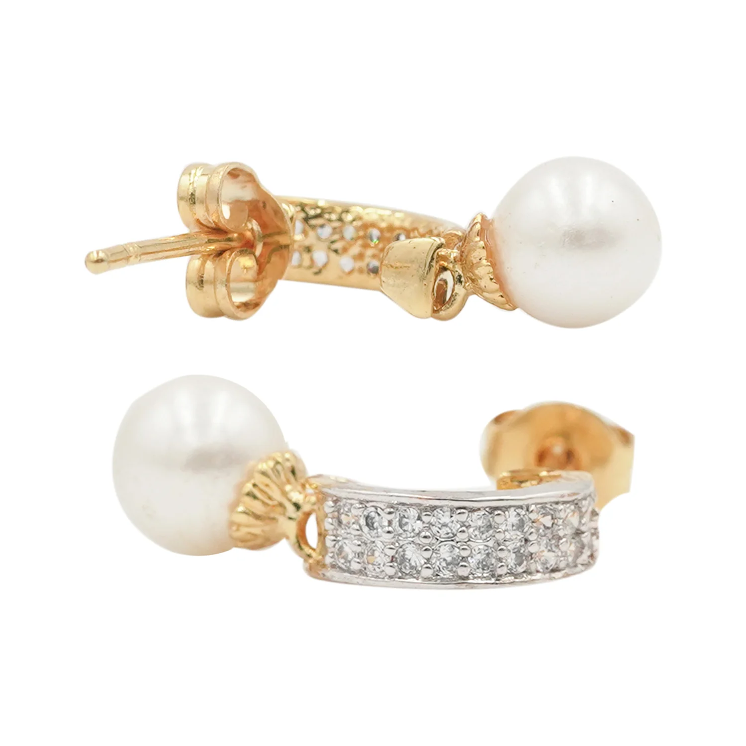 Gold Plated Pearl Earrings - Image 4